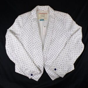 Anthropologie Cartonnier Polka Dot Blazer Jacket Size: XL White/Blue